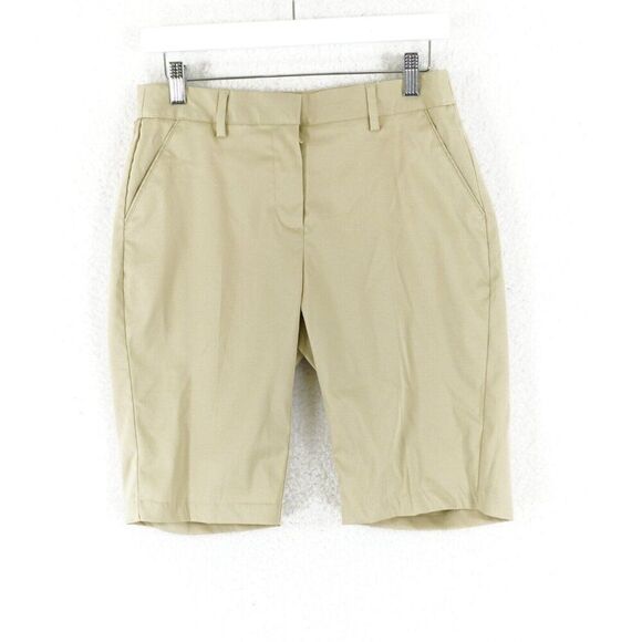 Greg Norman Size 4 Bermuda Shorts Tan Mid Rise 29/11 Polyester‎ Spandex - Picture 1 of 7